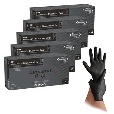 MaiMed Diamond Grip Nitril Handschuhe schwarz Gr.L